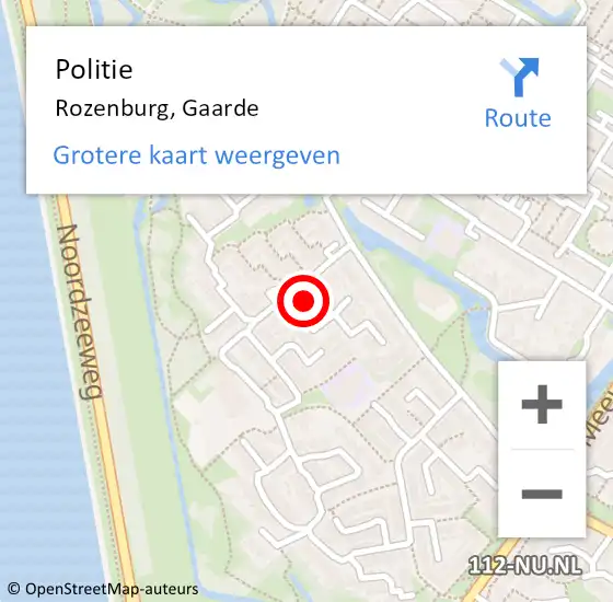 Locatie op kaart van de 112 melding: Politie Rozenburg, Gaarde op 11 augustus 2021 12:30