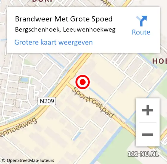 Locatie op kaart van de 112 melding: Brandweer Met Grote Spoed Naar Bergschenhoek, Leeuwenhoekweg op 11 augustus 2021 12:48