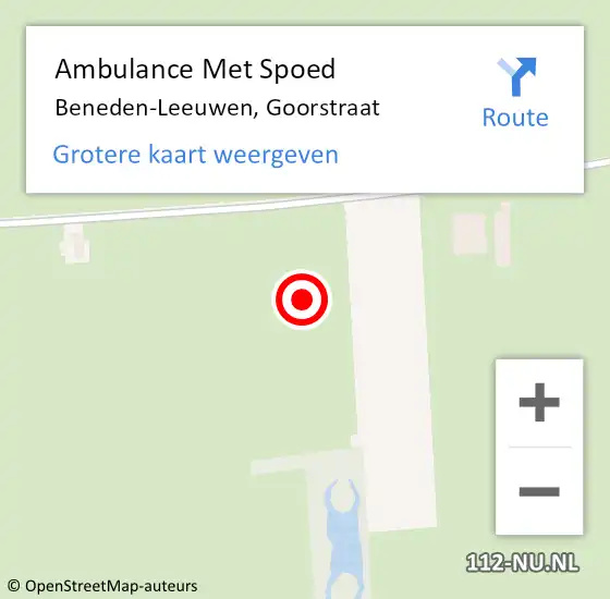 Locatie op kaart van de 112 melding: Ambulance Met Spoed Naar Beneden-Leeuwen, Goorstraat op 11 augustus 2021 12:55