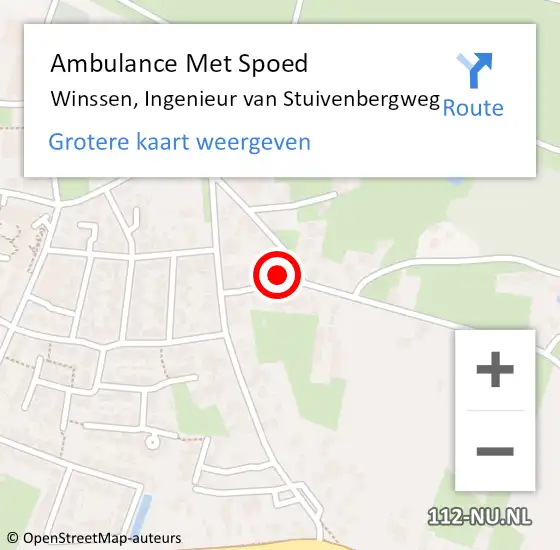 Locatie op kaart van de 112 melding: Ambulance Met Spoed Naar Winssen, Ingenieur van Stuivenbergweg op 11 augustus 2021 13:03