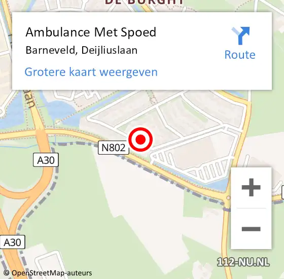 Locatie op kaart van de 112 melding: Ambulance Met Spoed Naar Barneveld, Deijliuslaan op 11 augustus 2021 13:09