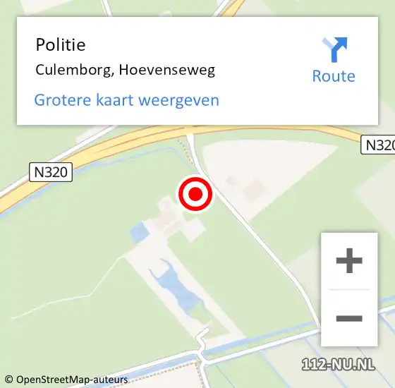 Locatie op kaart van de 112 melding: Politie Culemborg, Hoevenseweg op 11 augustus 2021 13:14
