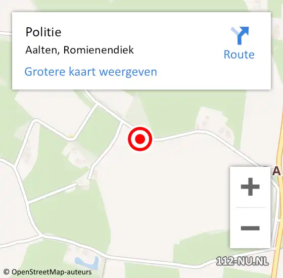 Locatie op kaart van de 112 melding: Politie Aalten, Romienendiek op 11 augustus 2021 13:14