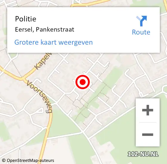 Locatie op kaart van de 112 melding: Politie Eersel, Pankenstraat op 11 augustus 2021 13:23