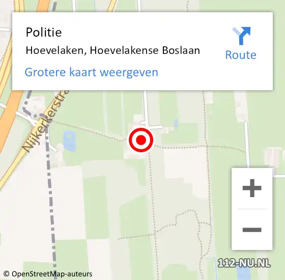 Locatie op kaart van de 112 melding: Politie Hoevelaken, Hoevelakense Boslaan op 11 augustus 2021 13:24