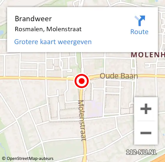 Locatie op kaart van de 112 melding: Brandweer Rosmalen, Molenstraat op 19 juni 2014 12:19