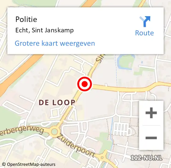 Locatie op kaart van de 112 melding: Politie Echt, Sint Janskamp op 11 augustus 2021 13:25