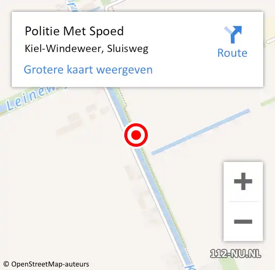 Locatie op kaart van de 112 melding: Politie Met Spoed Naar Kiel-Windeweer, Sluisweg op 11 augustus 2021 13:27