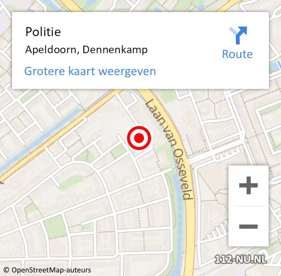 Locatie op kaart van de 112 melding: Politie Apeldoorn, Dennenkamp op 11 augustus 2021 13:37