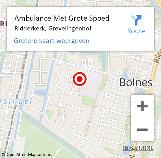 Locatie op kaart van de 112 melding: Ambulance Met Grote Spoed Naar Ridderkerk, Grevelingenhof op 11 augustus 2021 13:46