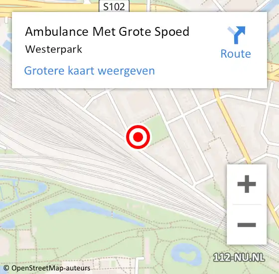 Locatie op kaart van de 112 melding: Ambulance Met Grote Spoed Naar Westerpark op 11 augustus 2021 13:54