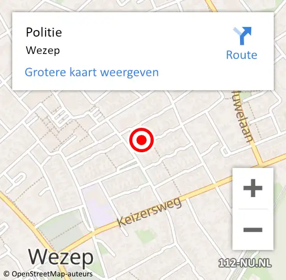 Locatie op kaart van de 112 melding: Politie Wezep op 11 augustus 2021 14:13