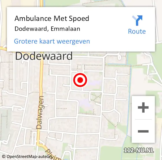 Locatie op kaart van de 112 melding: Ambulance Met Spoed Naar Dodewaard, Emmalaan op 11 augustus 2021 14:20