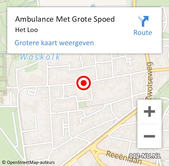 Locatie op kaart van de 112 melding: Ambulance Met Grote Spoed Naar Het Loo op 11 augustus 2021 14:25