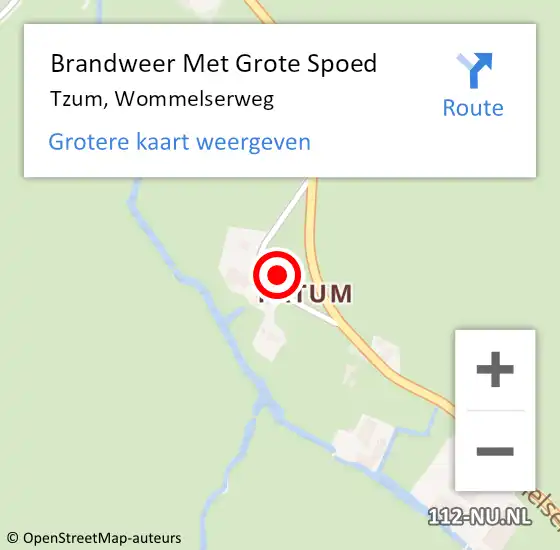 Locatie op kaart van de 112 melding: Brandweer Met Grote Spoed Naar Tzum, Wommelserweg op 19 juni 2014 12:28