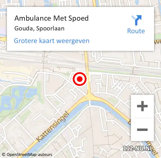 Locatie op kaart van de 112 melding: Ambulance Met Spoed Naar Gouda, Spoorlaan op 11 augustus 2021 15:18