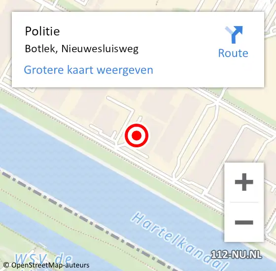 Locatie op kaart van de 112 melding: Politie Botlek, Nieuwesluisweg op 11 augustus 2021 15:20