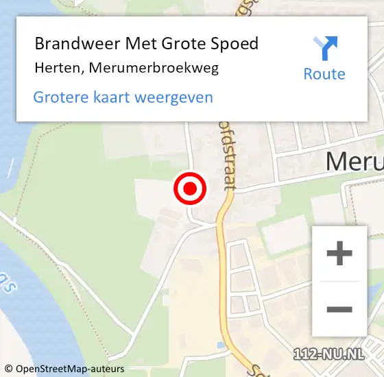 Locatie op kaart van de 112 melding: Brandweer Met Grote Spoed Naar Herten, Merumerbroekweg op 11 augustus 2021 15:34