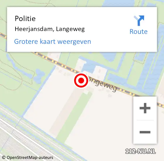 Locatie op kaart van de 112 melding: Politie Heerjansdam, Langeweg op 11 augustus 2021 15:44