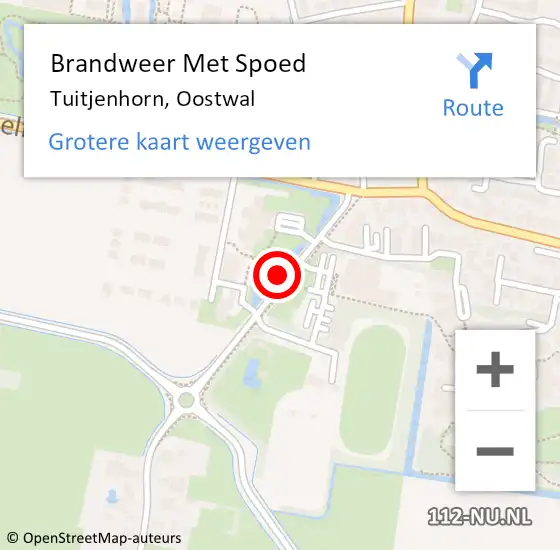 Locatie op kaart van de 112 melding: Brandweer Met Spoed Naar Tuitjenhorn, Oostwal op 11 augustus 2021 15:49
