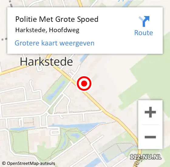 Locatie op kaart van de 112 melding: Politie Met Grote Spoed Naar Harkstede, Hoofdweg op 11 augustus 2021 15:56