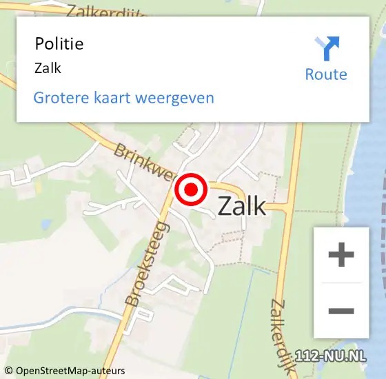 Locatie op kaart van de 112 melding: Politie Zalk op 11 augustus 2021 16:22