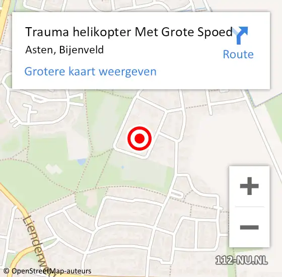 Locatie op kaart van de 112 melding: Trauma helikopter Met Grote Spoed Naar Asten, Bijenveld op 11 augustus 2021 16:23