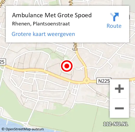 Locatie op kaart van de 112 melding: Ambulance Met Grote Spoed Naar Rhenen, Plantsoenstraat op 11 augustus 2021 16:27