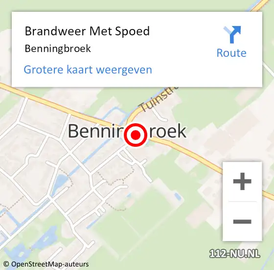 Locatie op kaart van de 112 melding: Brandweer Met Spoed Naar Benningbroek op 11 augustus 2021 16:30