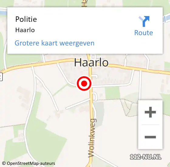 Locatie op kaart van de 112 melding: Politie Haarlo op 11 augustus 2021 16:44