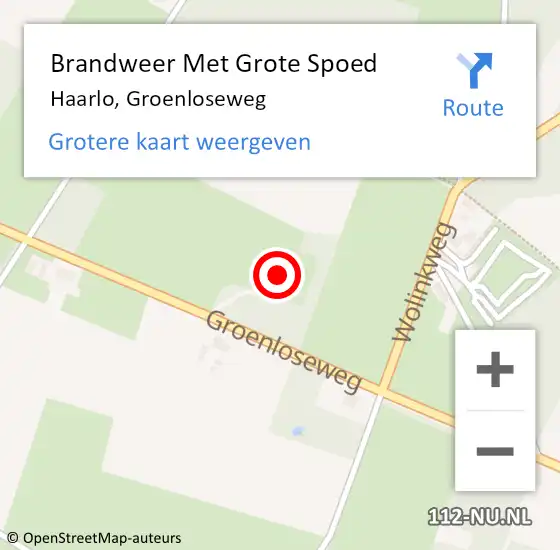 Locatie op kaart van de 112 melding: Brandweer Met Grote Spoed Naar Haarlo, Groenloseweg op 11 augustus 2021 16:45