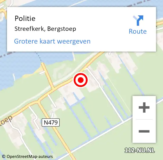 Locatie op kaart van de 112 melding: Politie Streefkerk, Bergstoep op 11 augustus 2021 17:11