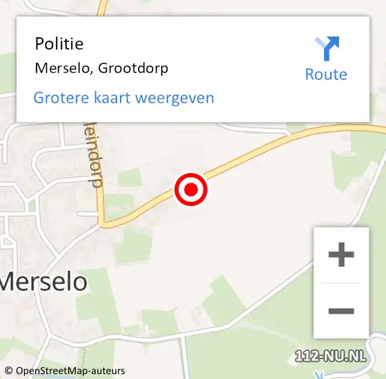 Locatie op kaart van de 112 melding: Politie Merselo, Grootdorp op 11 augustus 2021 17:13