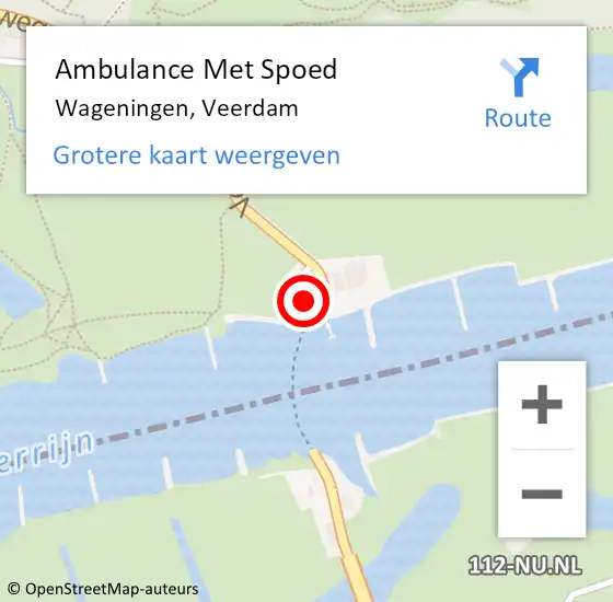 Locatie op kaart van de 112 melding: Ambulance Met Spoed Naar Wageningen, Veerdam op 11 augustus 2021 17:33