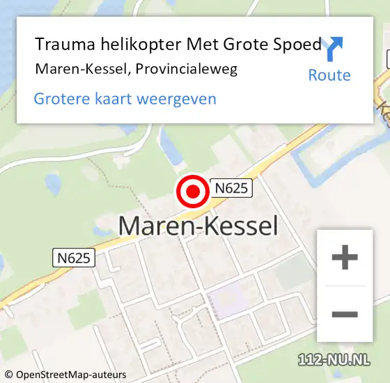 Locatie op kaart van de 112 melding: Trauma helikopter Met Grote Spoed Naar Maren-Kessel, Provincialeweg op 11 augustus 2021 18:35