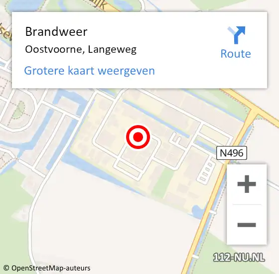 Locatie op kaart van de 112 melding: Brandweer Oostvoorne, Langeweg op 11 augustus 2021 19:32