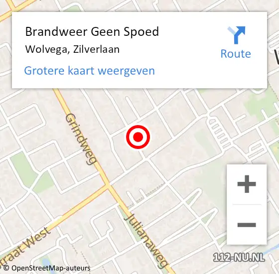 Locatie op kaart van de 112 melding: Brandweer Geen Spoed Naar Wolvega, Zilverlaan op 11 augustus 2021 19:50