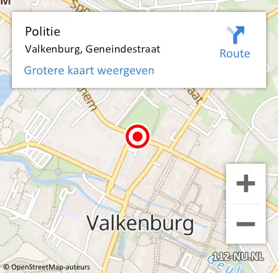 Locatie op kaart van de 112 melding: Politie Valkenburg, Geneindestraat op 11 augustus 2021 20:02