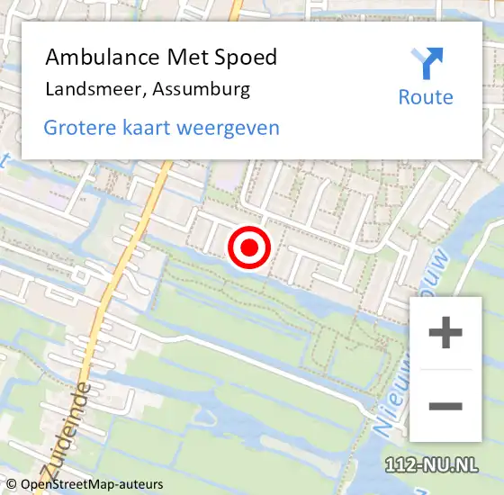 Locatie op kaart van de 112 melding: Ambulance Met Spoed Naar Landsmeer, Assumburg op 11 augustus 2021 20:05