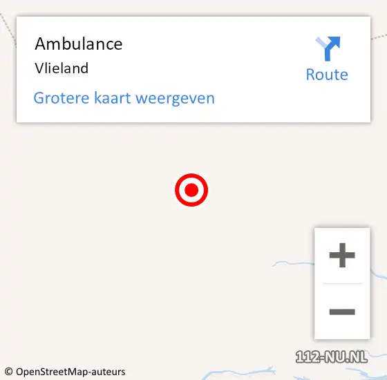 Locatie op kaart van de 112 melding: Ambulance Vlieland op 11 augustus 2021 20:10