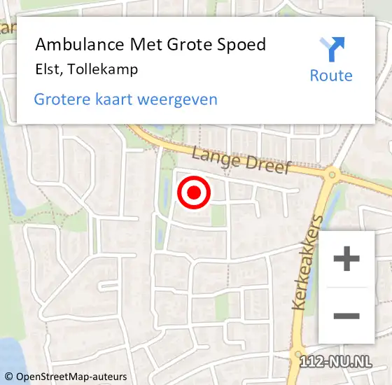 Locatie op kaart van de 112 melding: Ambulance Met Grote Spoed Naar Elst, Tollekamp op 11 augustus 2021 20:18
