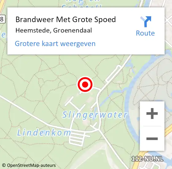 Locatie op kaart van de 112 melding: Brandweer Met Grote Spoed Naar Heemstede, Groenendaal op 11 augustus 2021 20:23