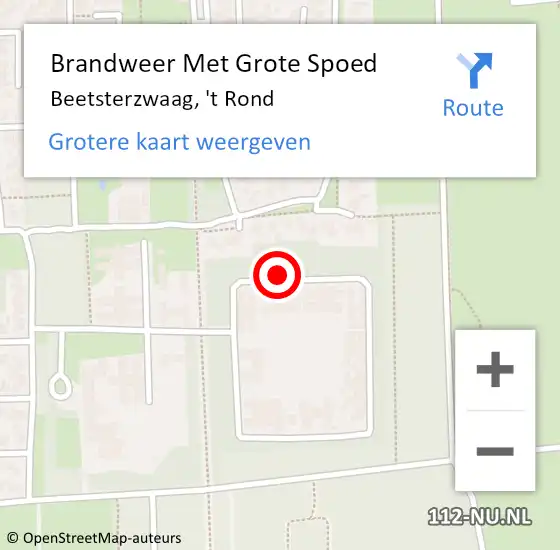 Locatie op kaart van de 112 melding: Brandweer Met Grote Spoed Naar Beetsterzwaag, 't Rond op 11 augustus 2021 20:59