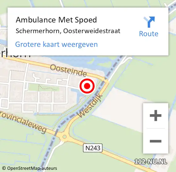 Locatie op kaart van de 112 melding: Ambulance Met Spoed Naar Schermerhorn, Oosterweidestraat op 19 juni 2014 12:56