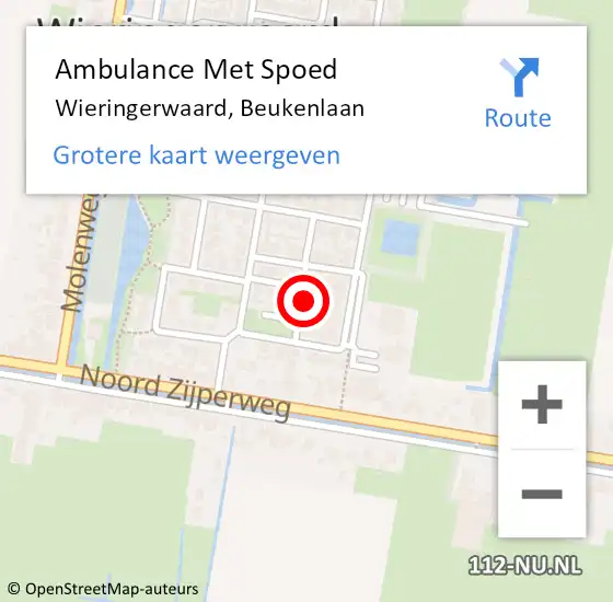 Locatie op kaart van de 112 melding: Ambulance Met Spoed Naar Wieringerwaard, Beukenlaan op 11 augustus 2021 21:00