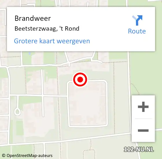 Locatie op kaart van de 112 melding: Brandweer Beetsterzwaag, 't Rond op 11 augustus 2021 21:00