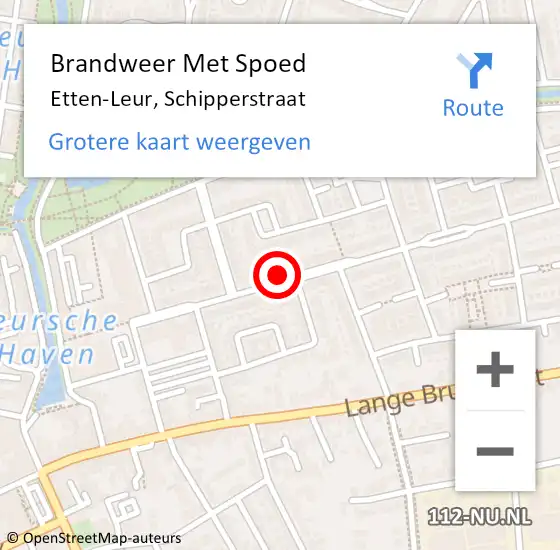 Locatie op kaart van de 112 melding: Brandweer Met Spoed Naar Etten-Leur, Schipperstraat op 11 augustus 2021 21:06