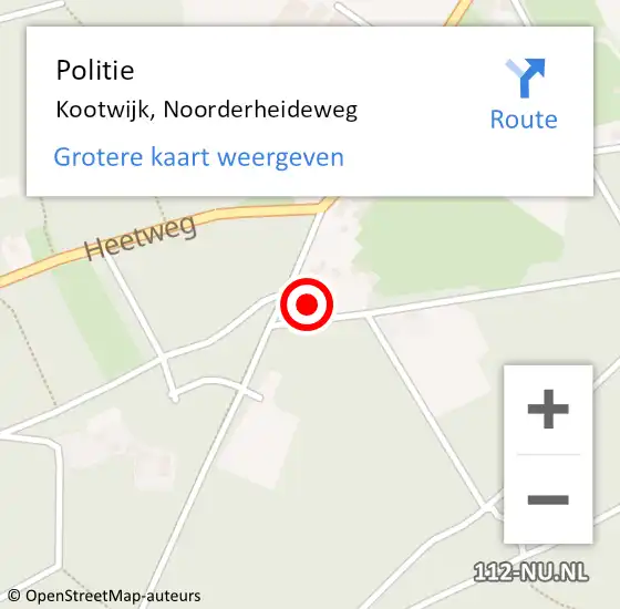 Locatie op kaart van de 112 melding: Politie Kootwijk, Noorderheideweg op 11 augustus 2021 21:19