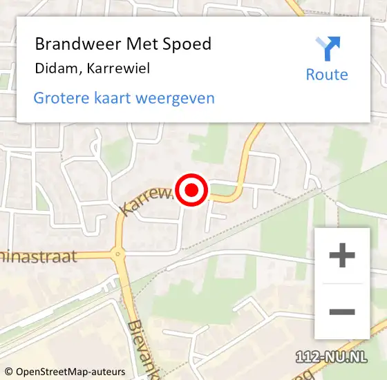 Locatie op kaart van de 112 melding: Brandweer Met Spoed Naar Didam, Karrewiel op 11 augustus 2021 21:28