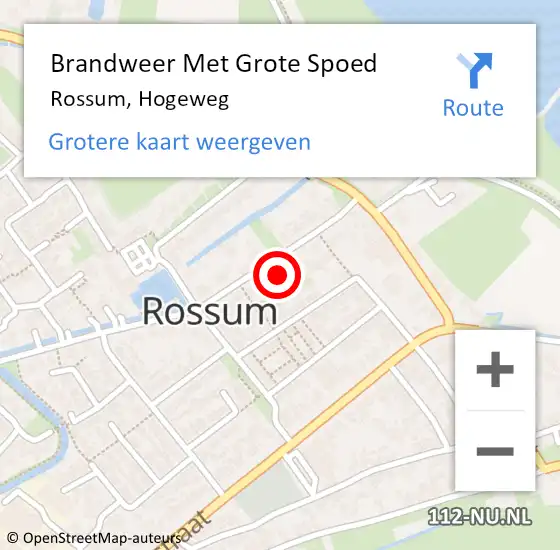 Locatie op kaart van de 112 melding: Brandweer Met Grote Spoed Naar Rossum, Hogeweg op 11 augustus 2021 21:41